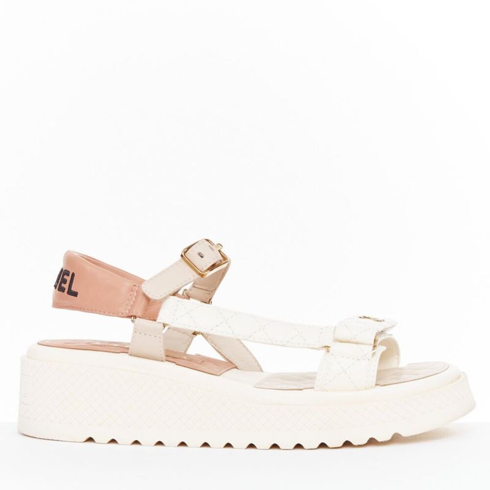 Chanel 2023 White Quilted Canvas Sandals